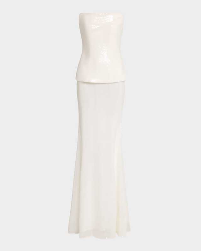 Strapless Longline Corset Sequin Gown